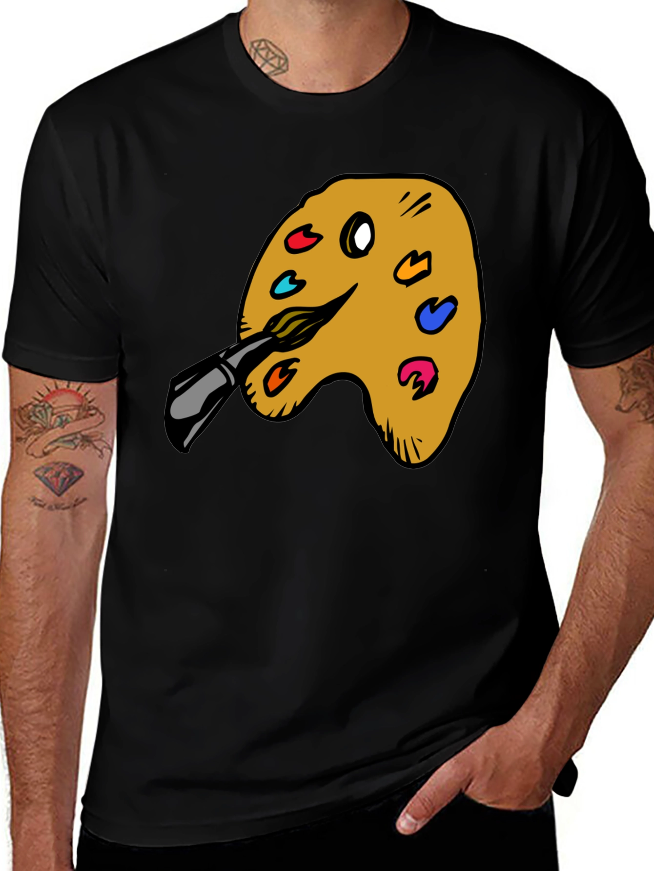 Artists Palette Graphic Tee - Black Cotton Blend Shirt