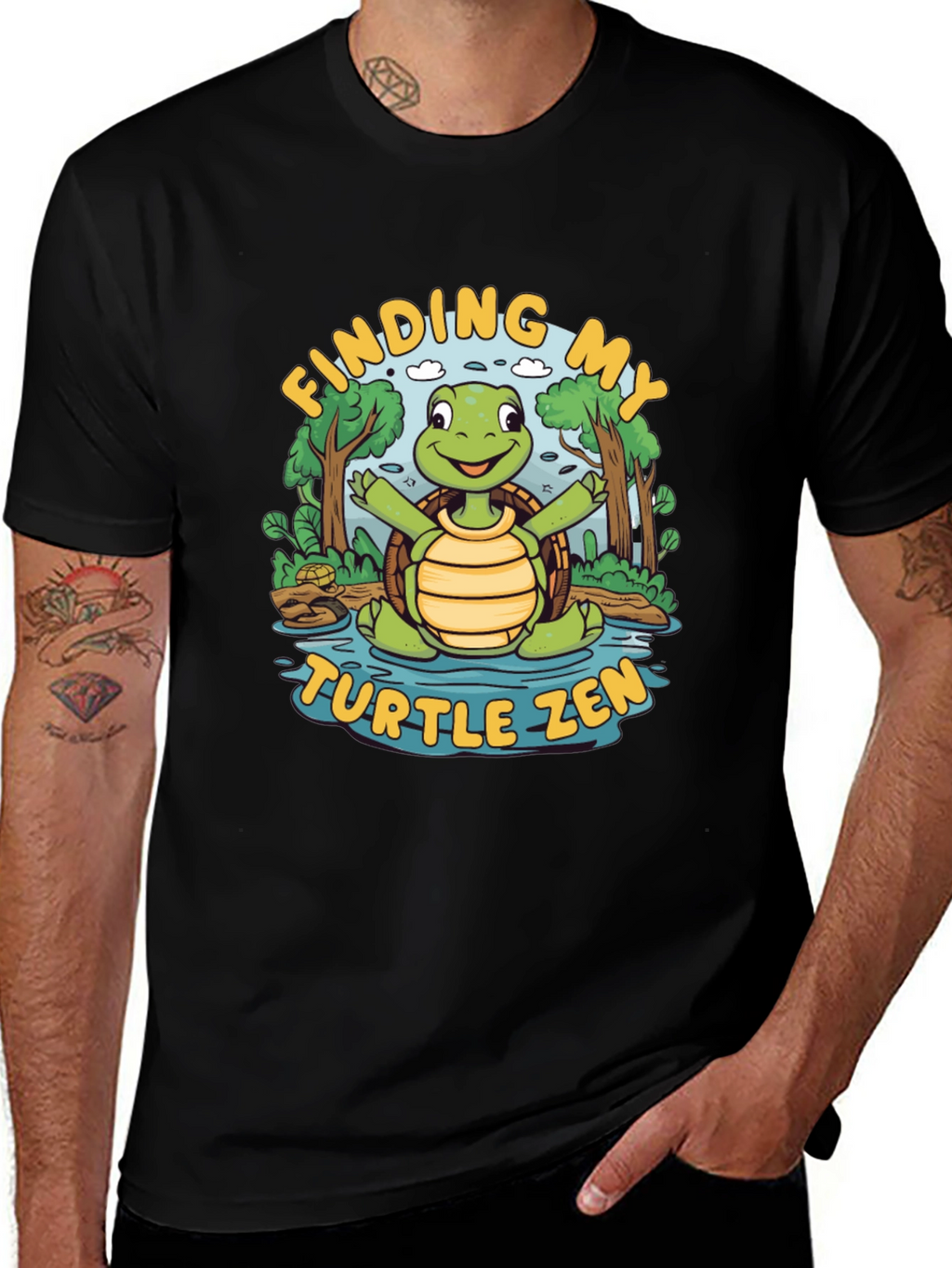 Finding My Turtle Zen Black T-Shirt