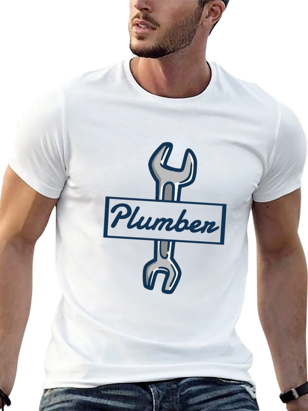 Plumber Wrench Graphic T-Shirt - Black