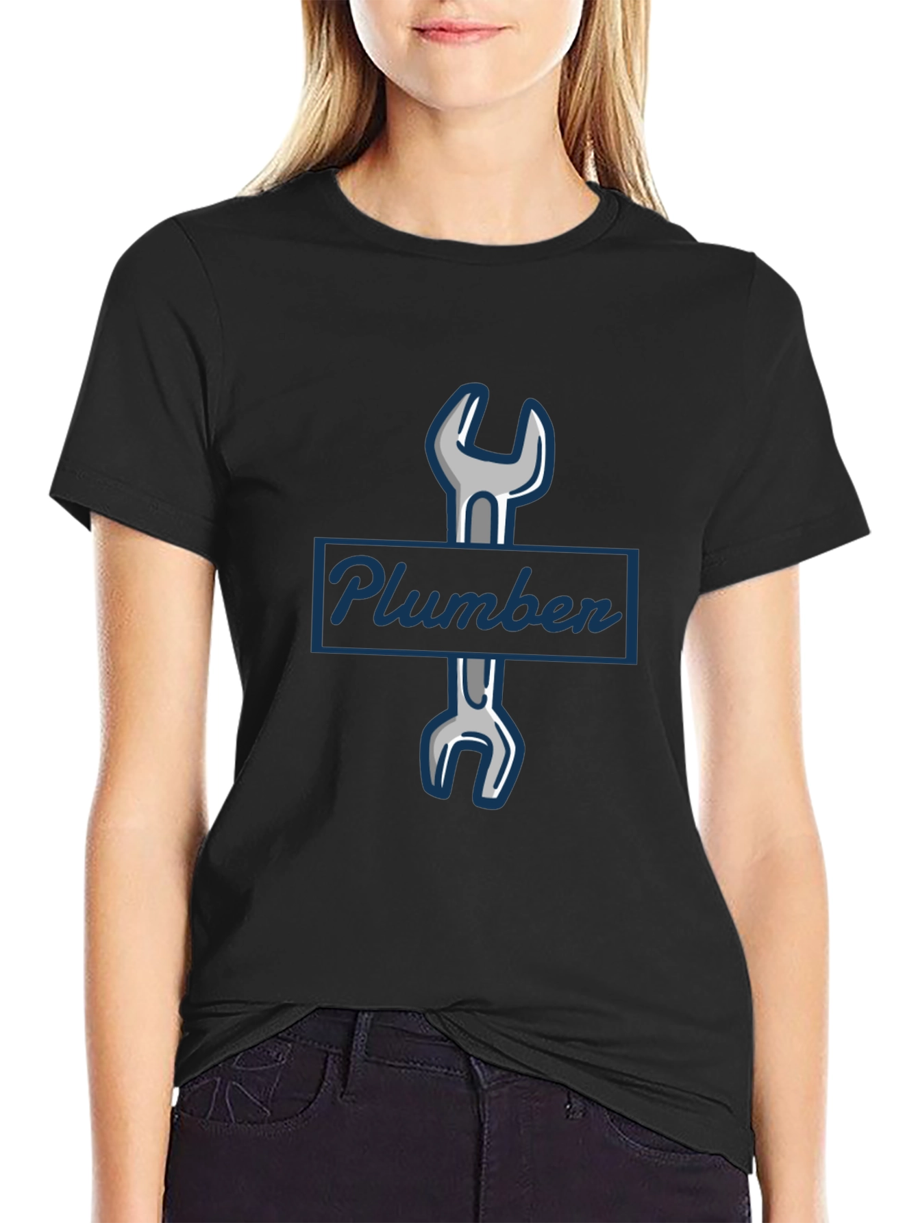 Plumber Wrench Graphic T-Shirt - Black