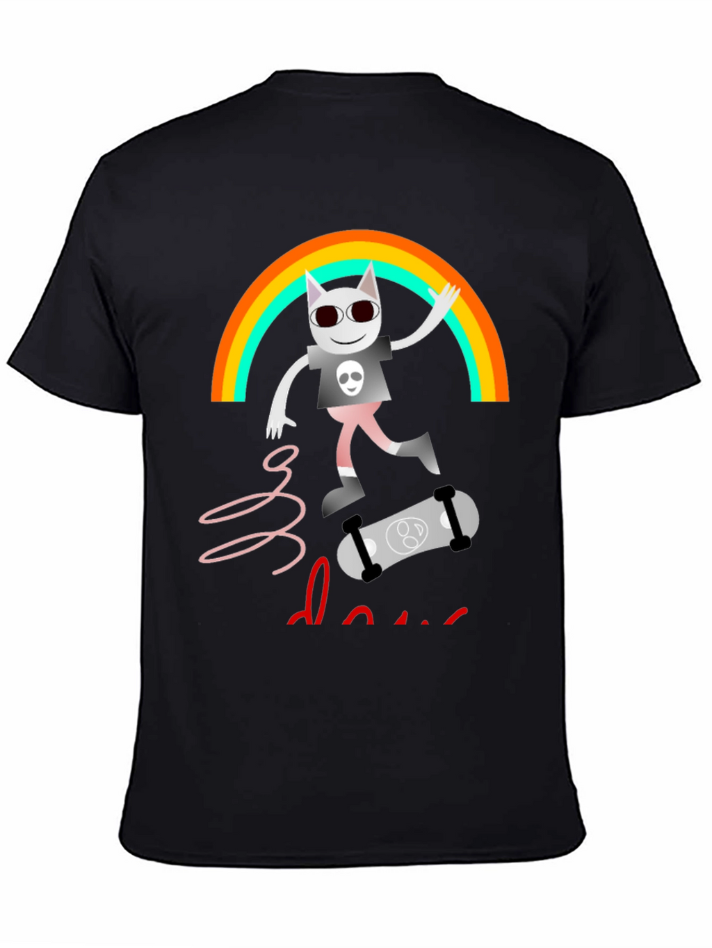 Rainbow Skater Cat T-Shirt - Cool Graphic Tee
