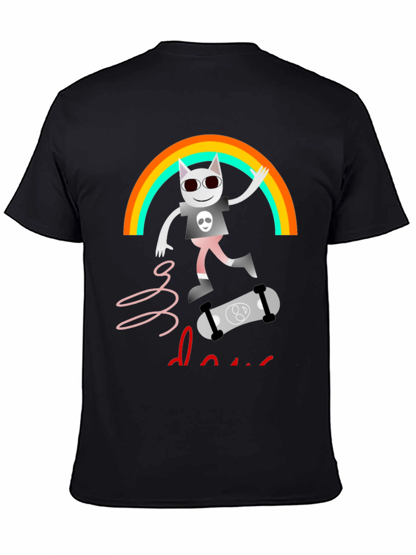 Rainbow Skater Cat T-Shirt - Cool Graphic Tee