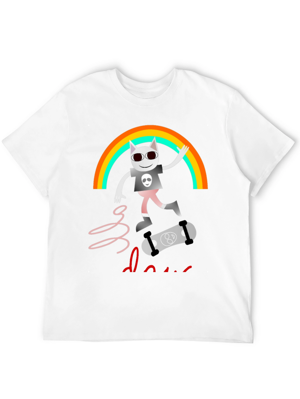 Rainbow Skater Cat T-Shirt - Cool Graphic Tee