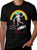 Rainbow Skater Cat T-Shirt - Cool Graphic Tee