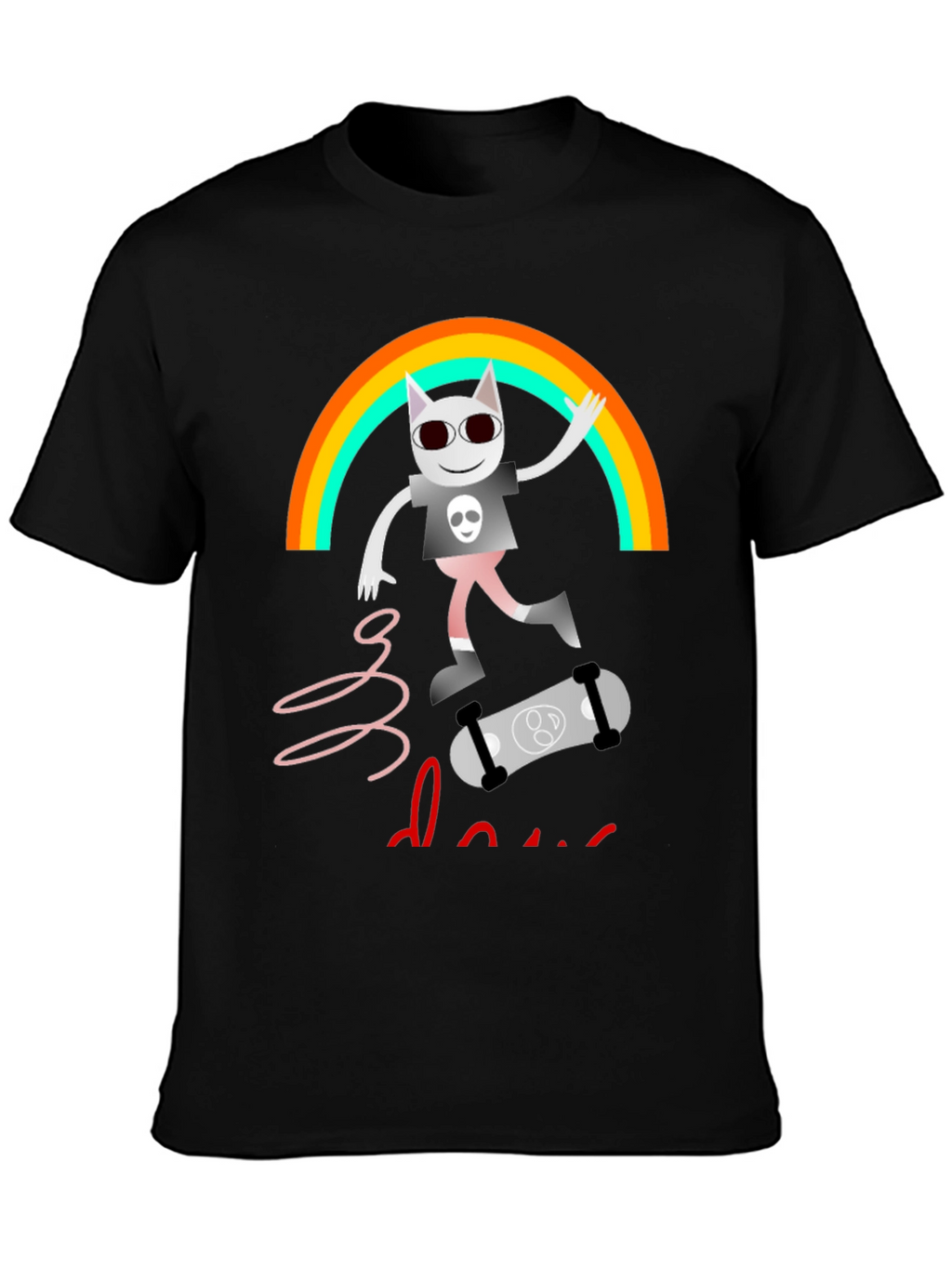 Rainbow Skater Cat T-Shirt - Cool Graphic Tee