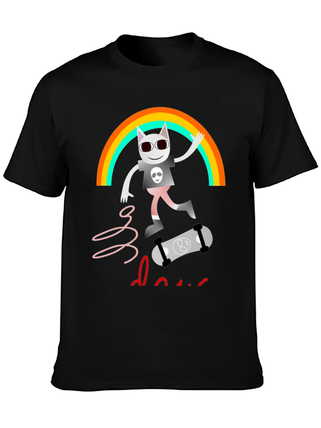 Rainbow Skater Cat T-Shirt - Cool Graphic Tee