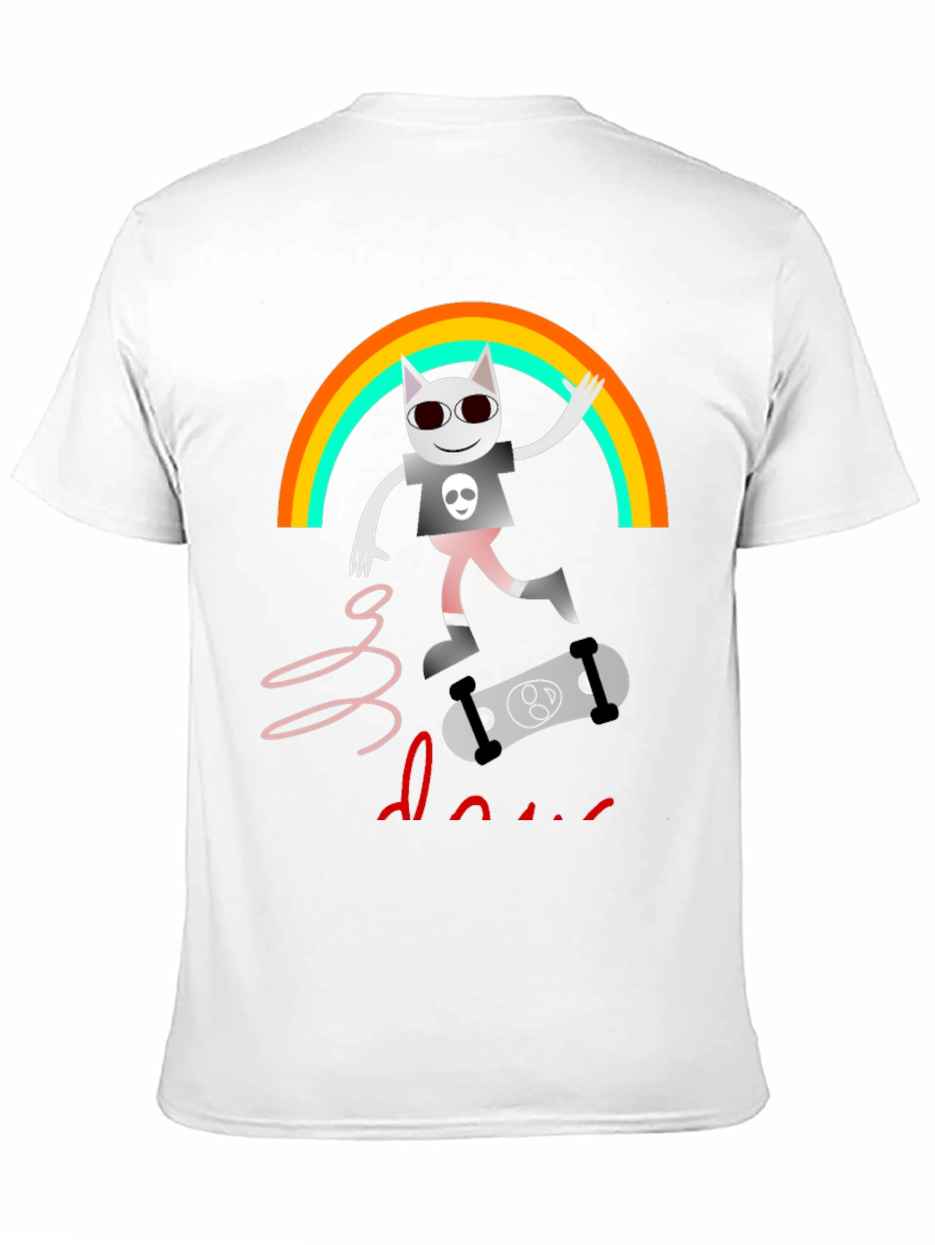 Rainbow Skater Cat T-Shirt - Cool Graphic Tee