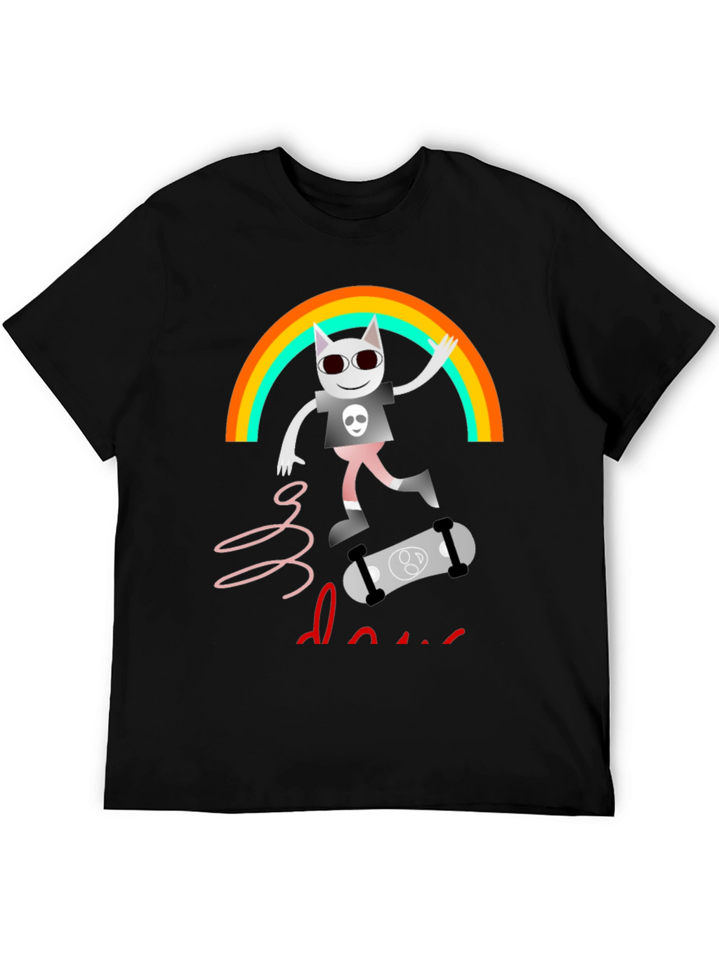 Rainbow Skater Cat T-Shirt - Cool Graphic Tee
