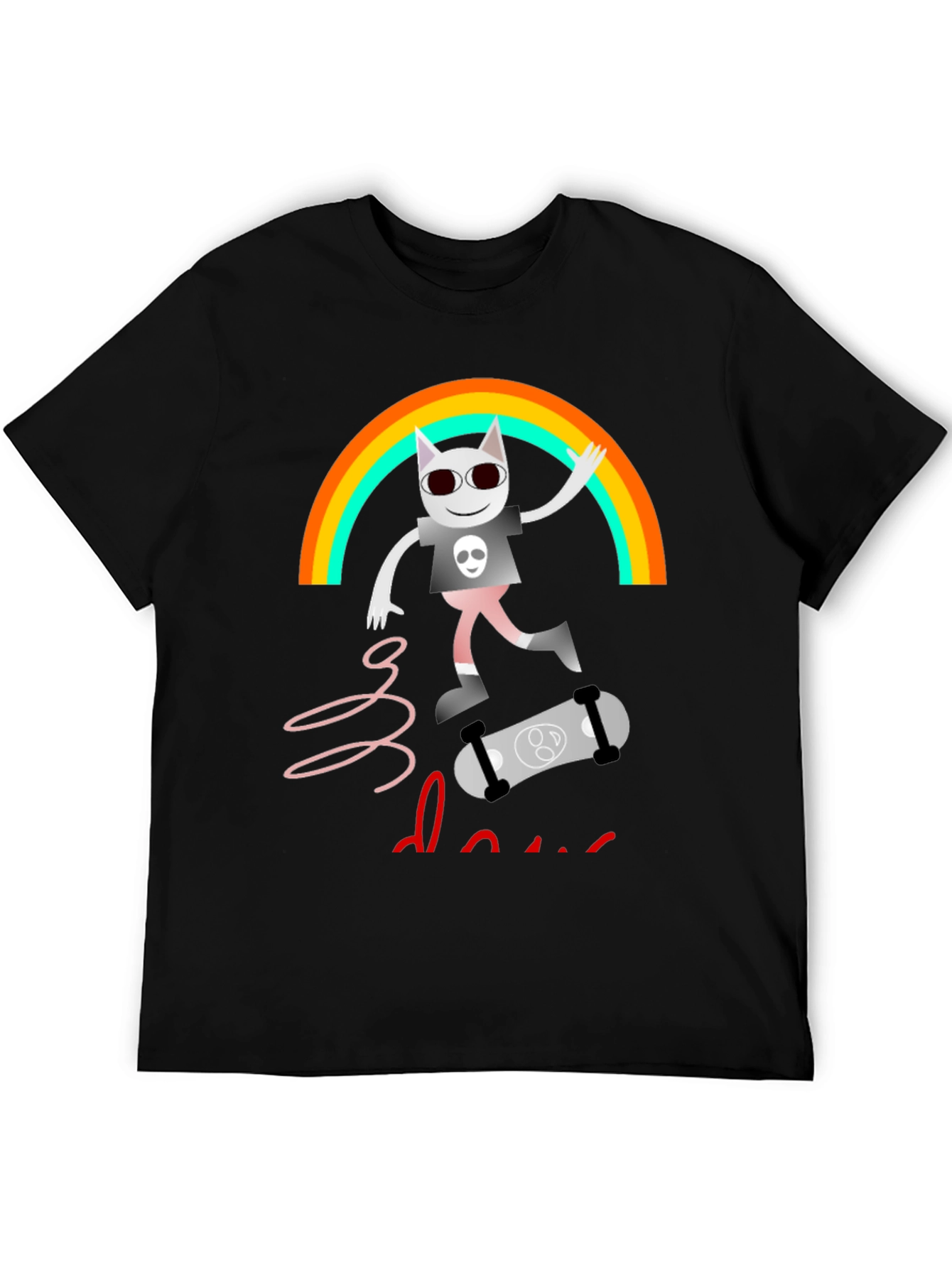 Rainbow Skater Cat T-Shirt - Cool Graphic Tee