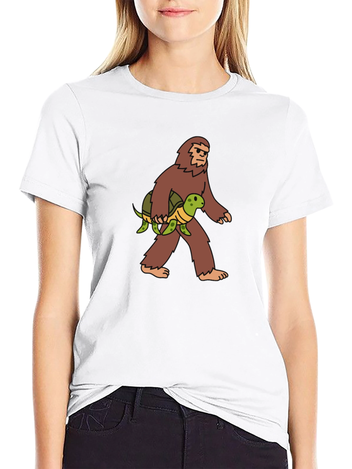 Sasquatch & Turtle Graphic Tee - Funny Bigfoot Shirt