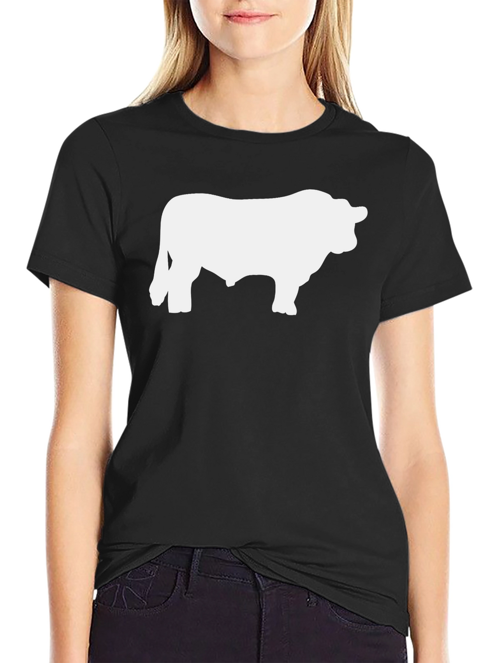 Bull Silhouette Graphic Tee - Black