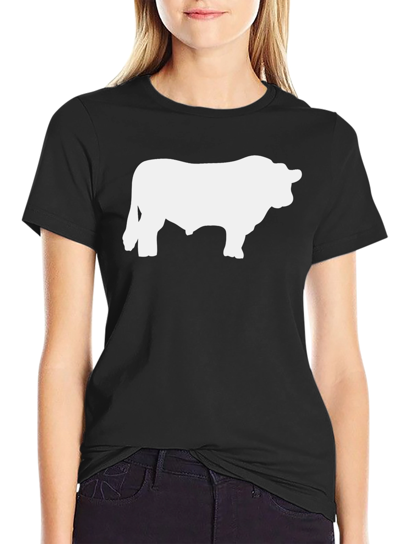 Bull Silhouette Graphic Tee - Black
