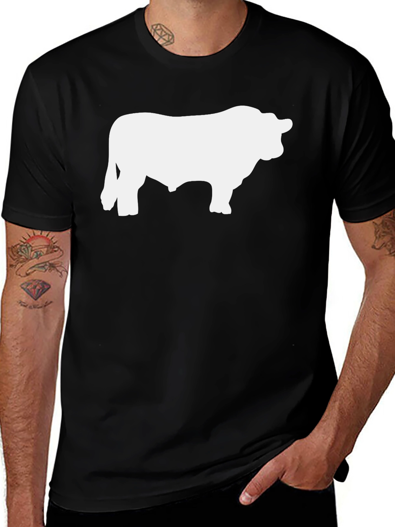 Bull Silhouette Graphic Tee - Black