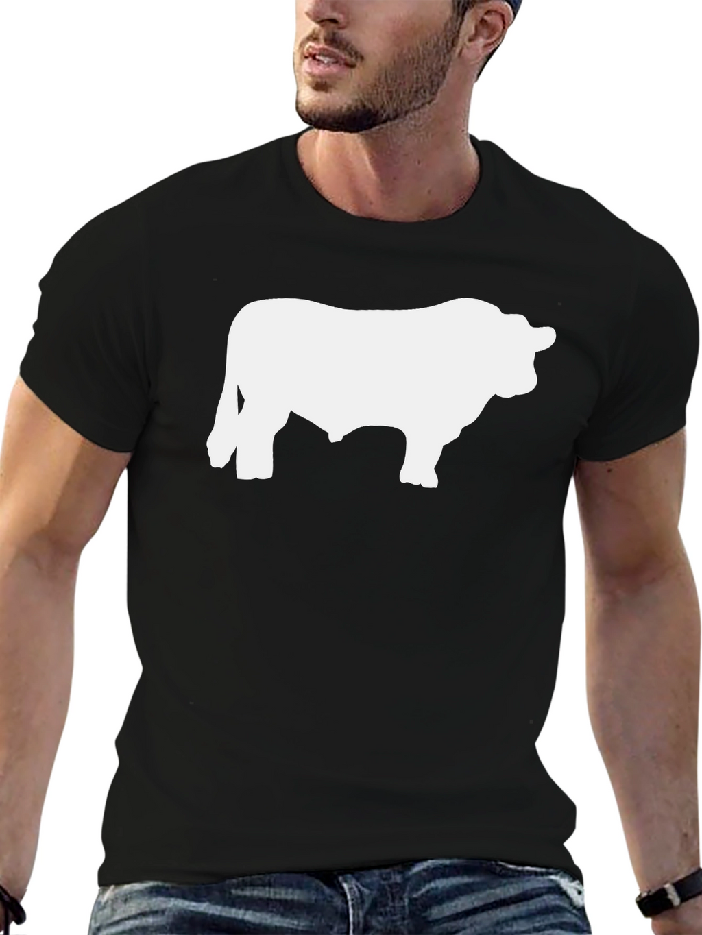 Bull Silhouette Graphic Tee - Black