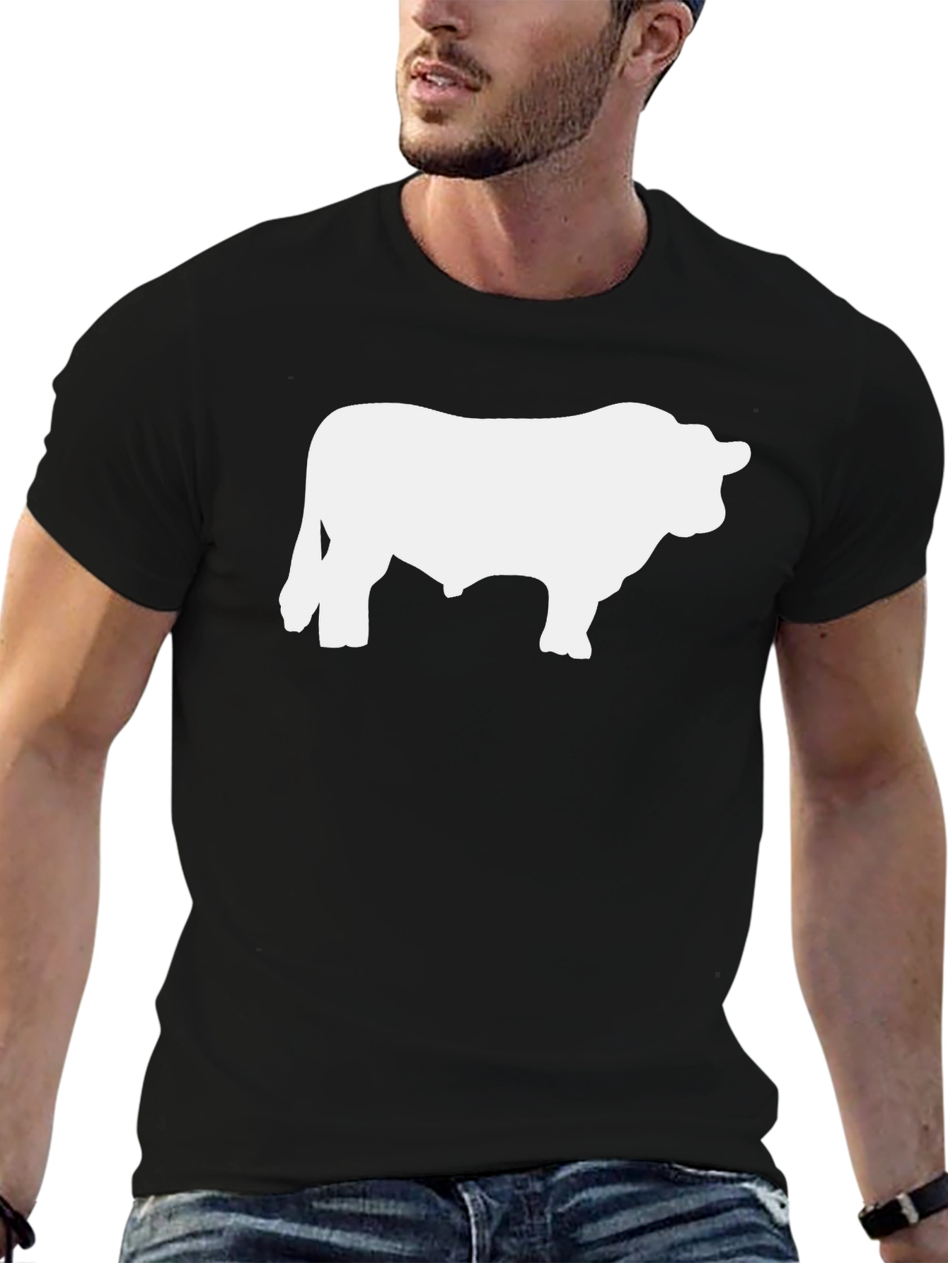 Bull Silhouette Graphic Tee - Black