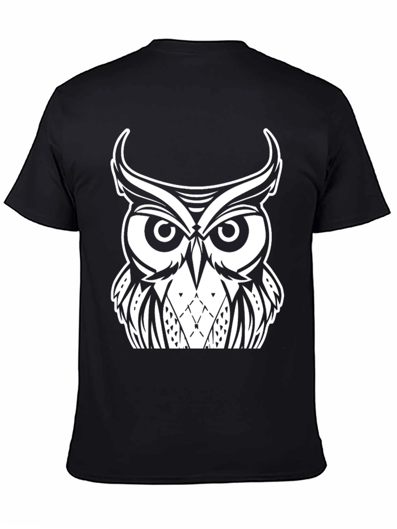 Owl Graphic Black T-Shirt - Unique Design