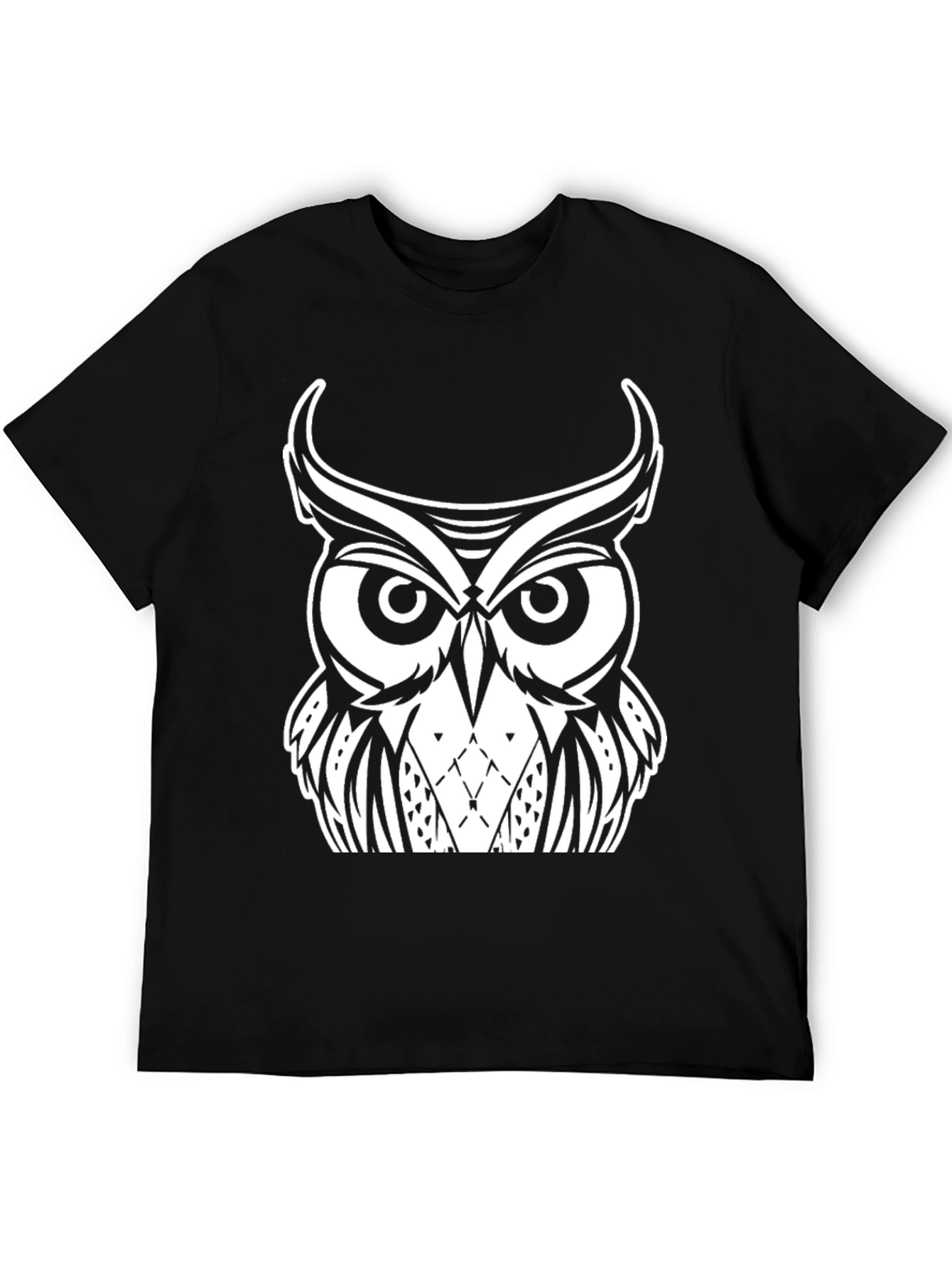 Owl Graphic Black T-Shirt - Unique Design