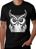 Owl Graphic Black T-Shirt - Unique Design