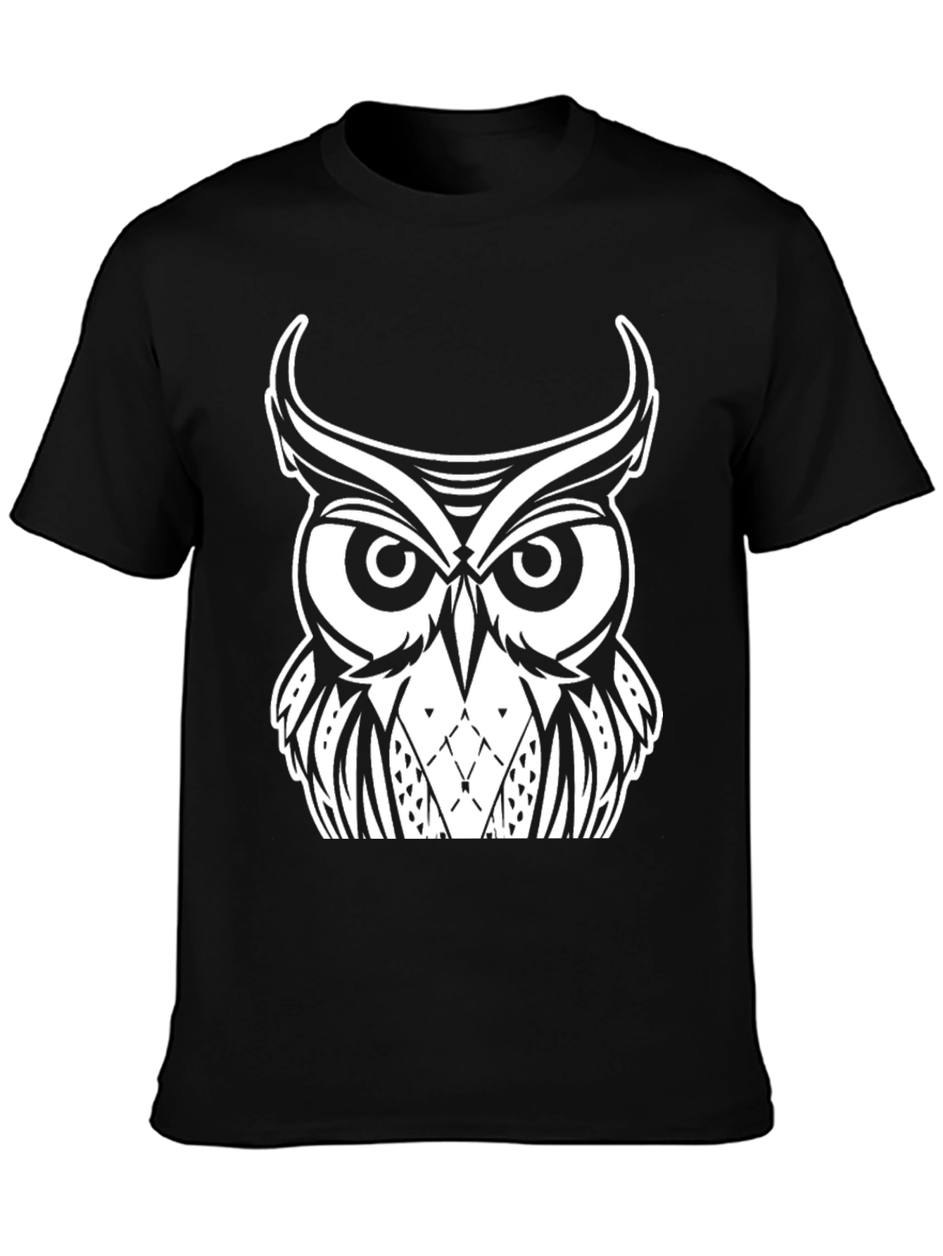 Owl Graphic Black T-Shirt - Unique Design