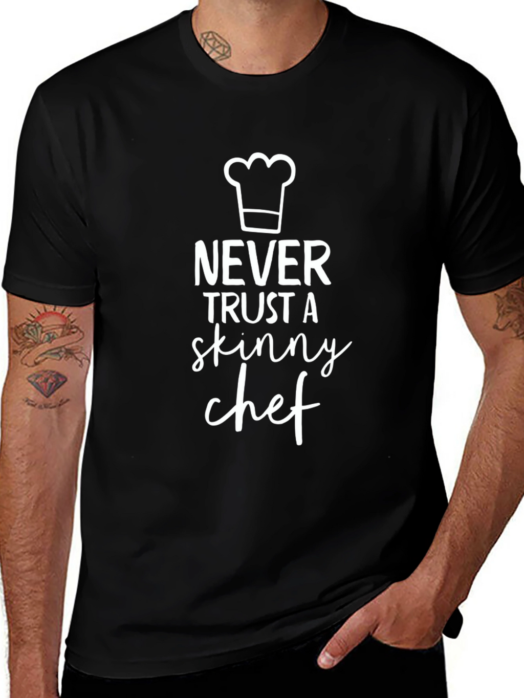 Funny Chef T-Shirt - Never Trust a Skinny Chef