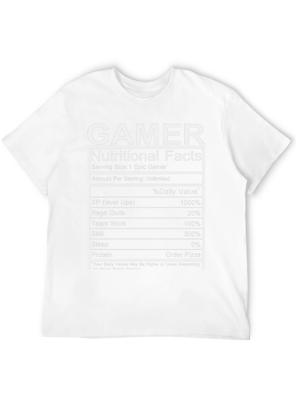 Gamer Nutritional Facts T-Shirt - Epic Gamer
