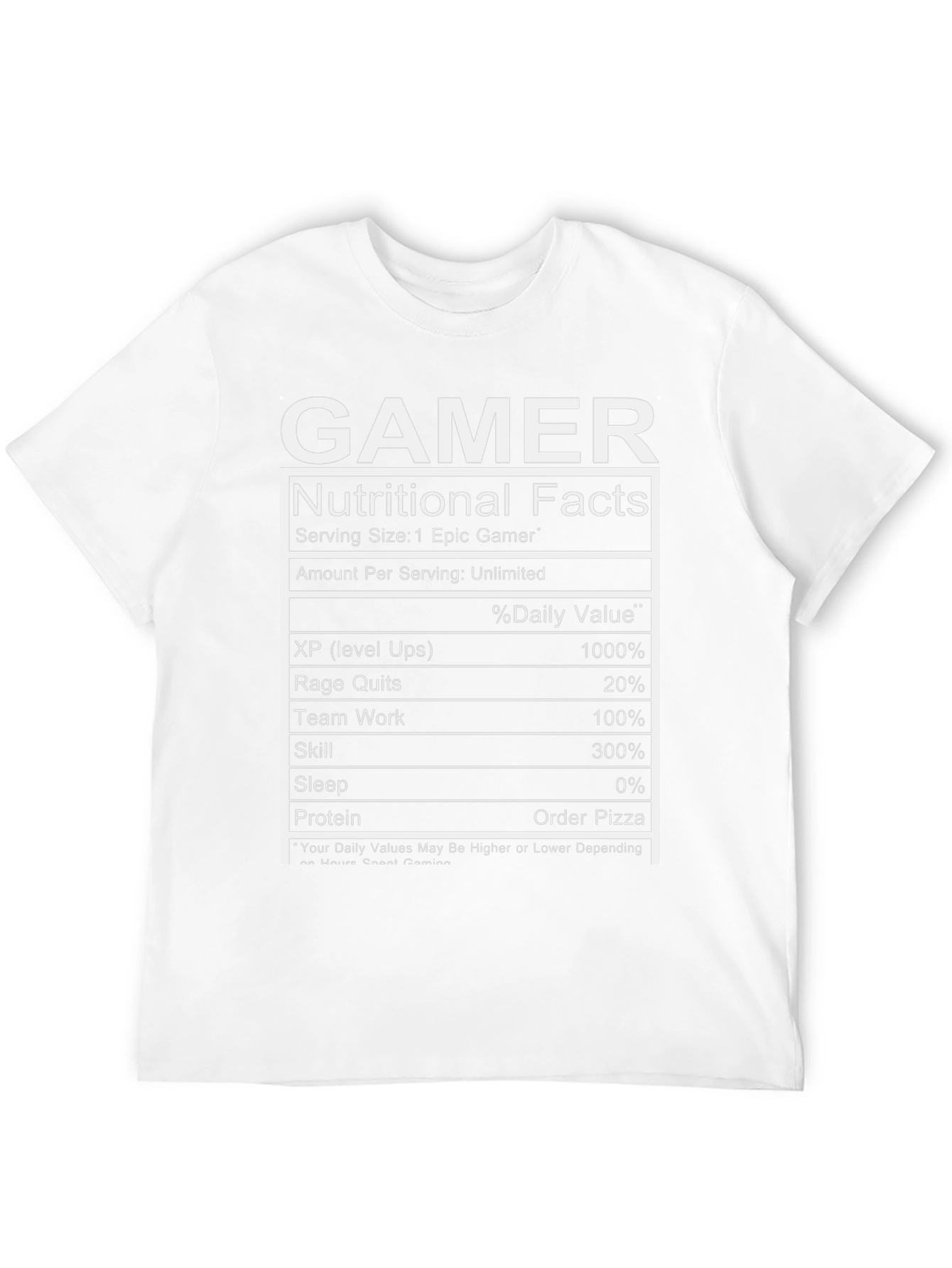 Gamer Nutritional Facts T-Shirt - Epic Gamer