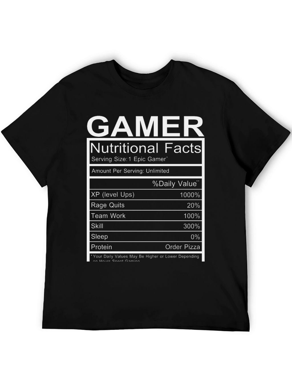 Gamer Nutritional Facts T-Shirt - Epic Gamer