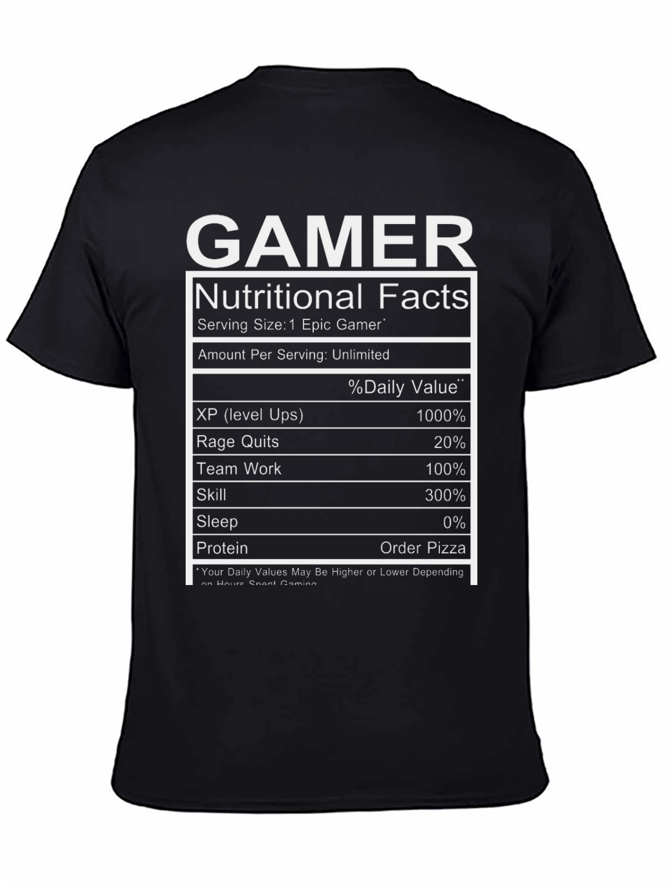 Gamer Nutritional Facts T-Shirt - Epic Gamer