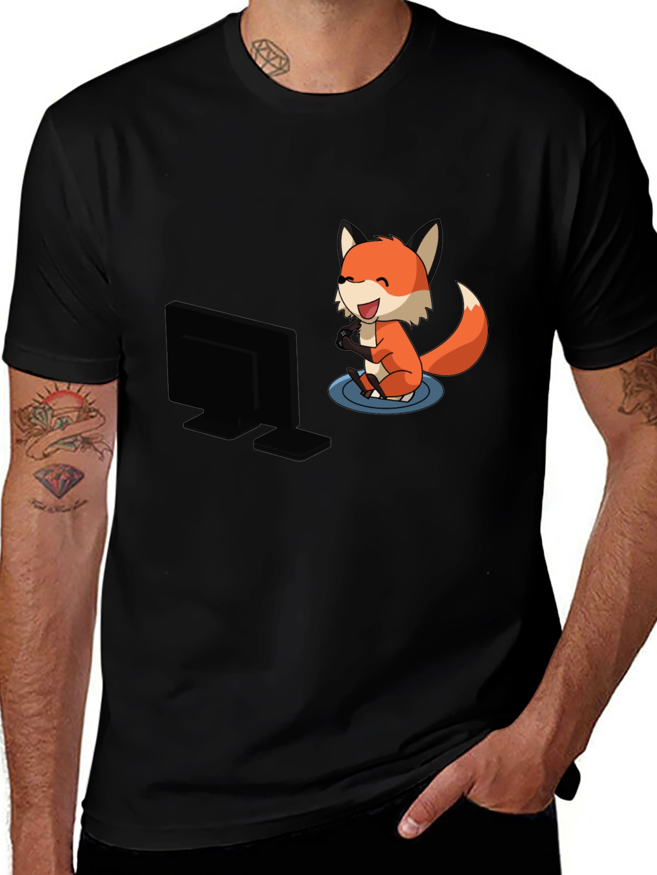 Gaming Fox Black T-Shirt