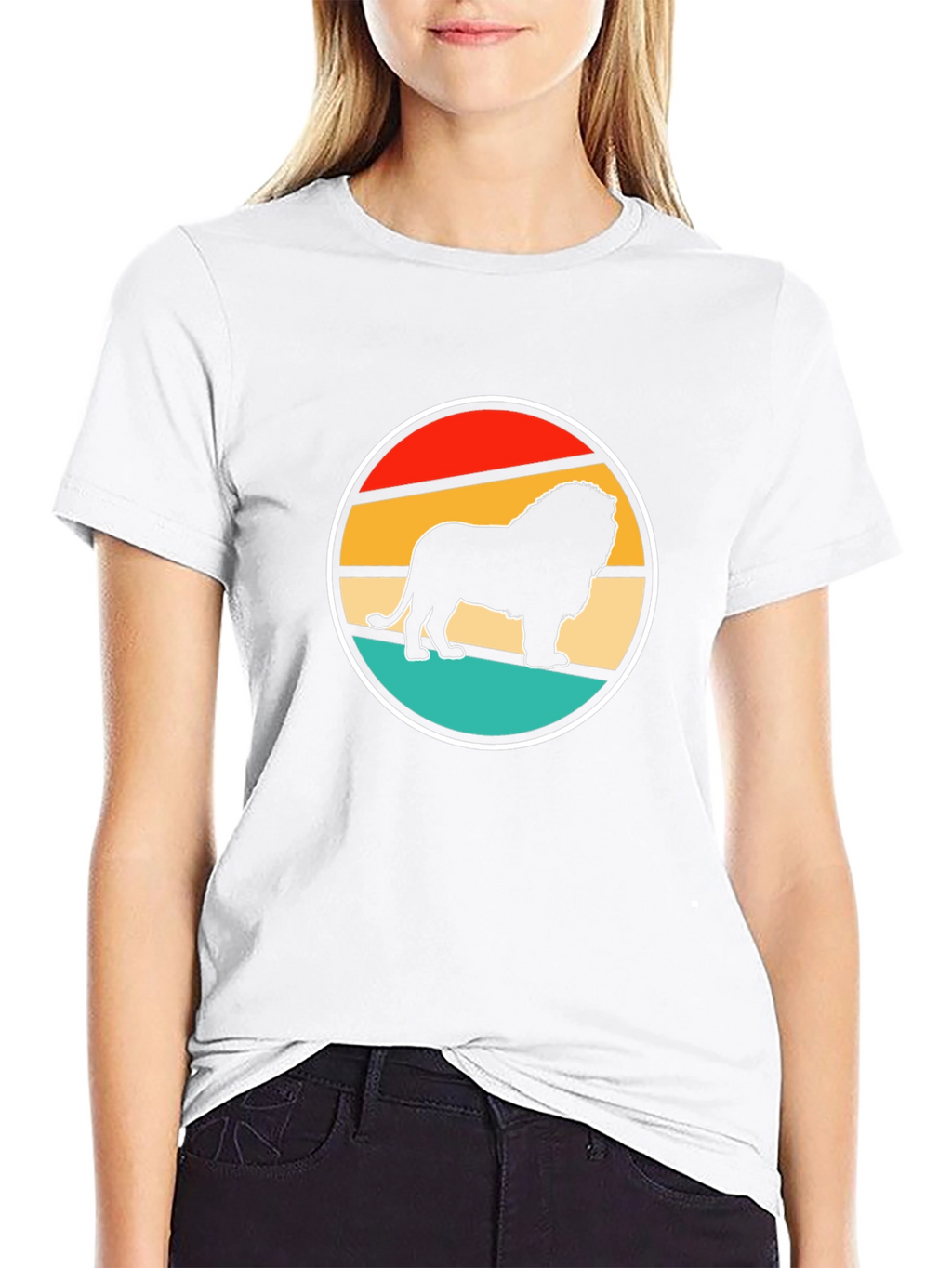 Lion Sunset Graphic Tee - Cool Retro Design