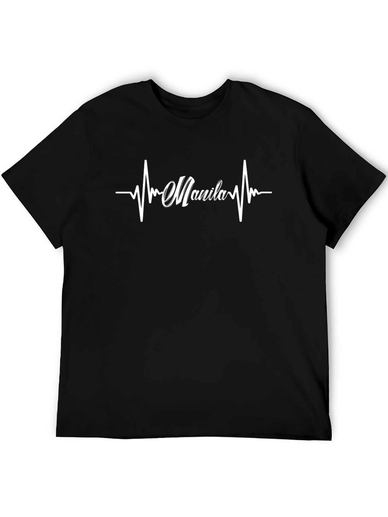 Manila Heartbeat Graphic Tee - Black Crew Neck T-Shirt