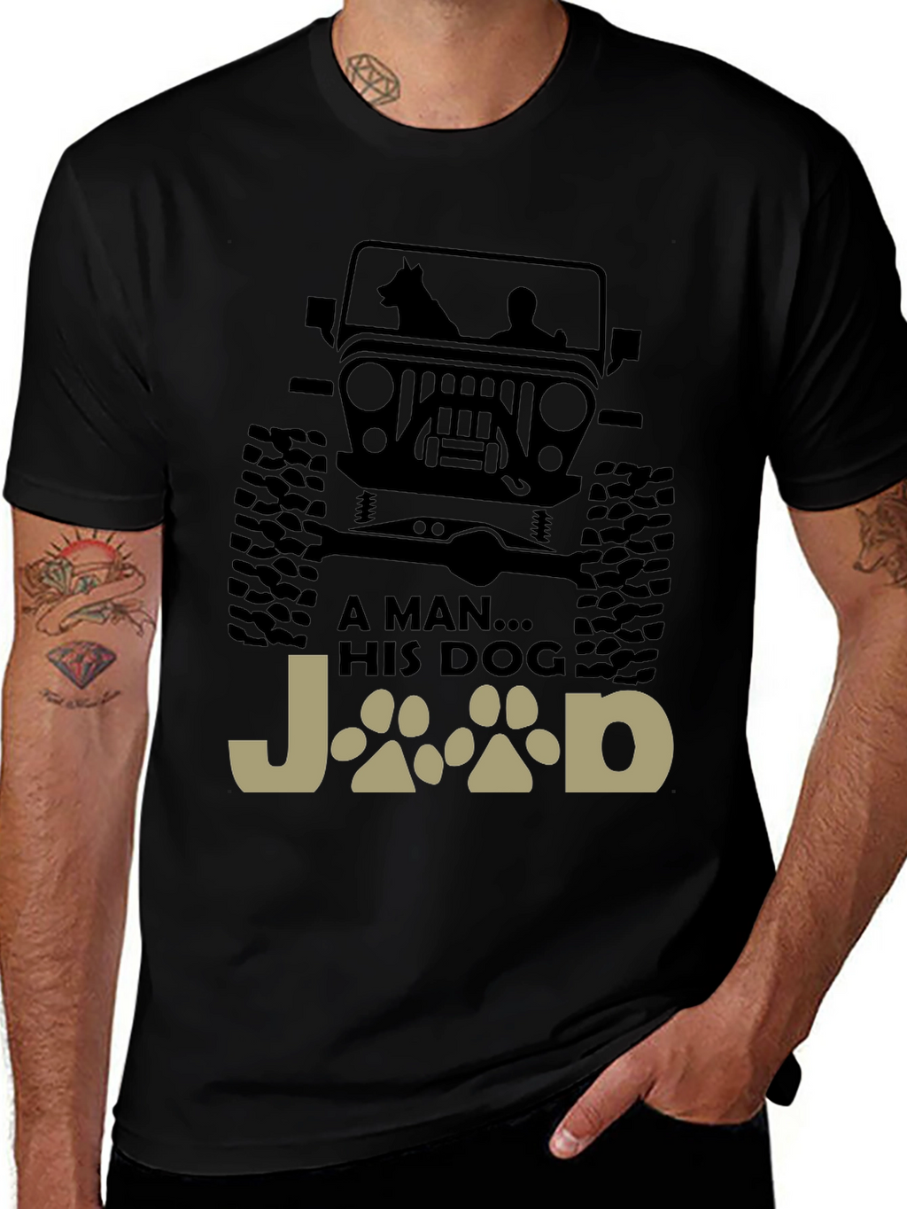 A Man and His Dog Jeep T-Shirt
