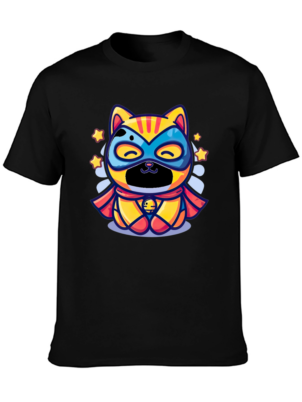 Superhero Cat Graphic Tee - Black