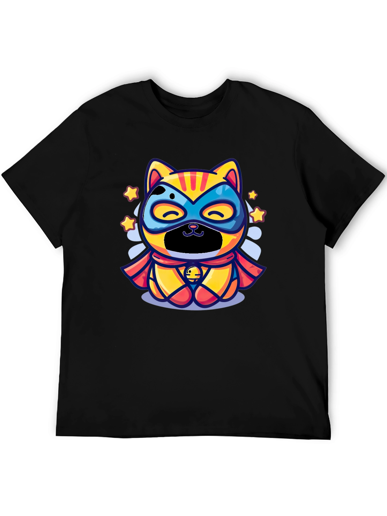 Superhero Cat Graphic Tee - Black