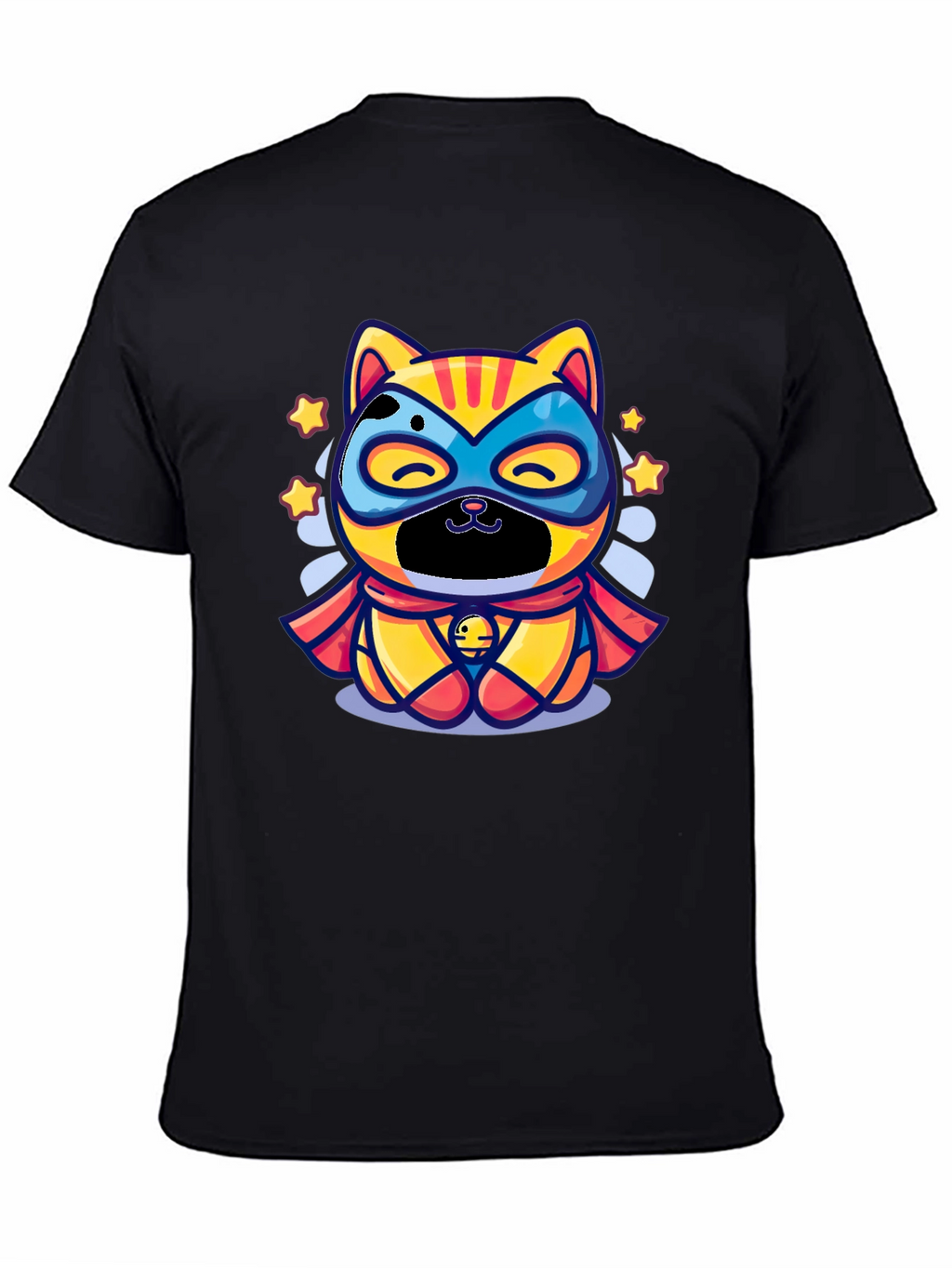 Superhero Cat Graphic Tee - Black