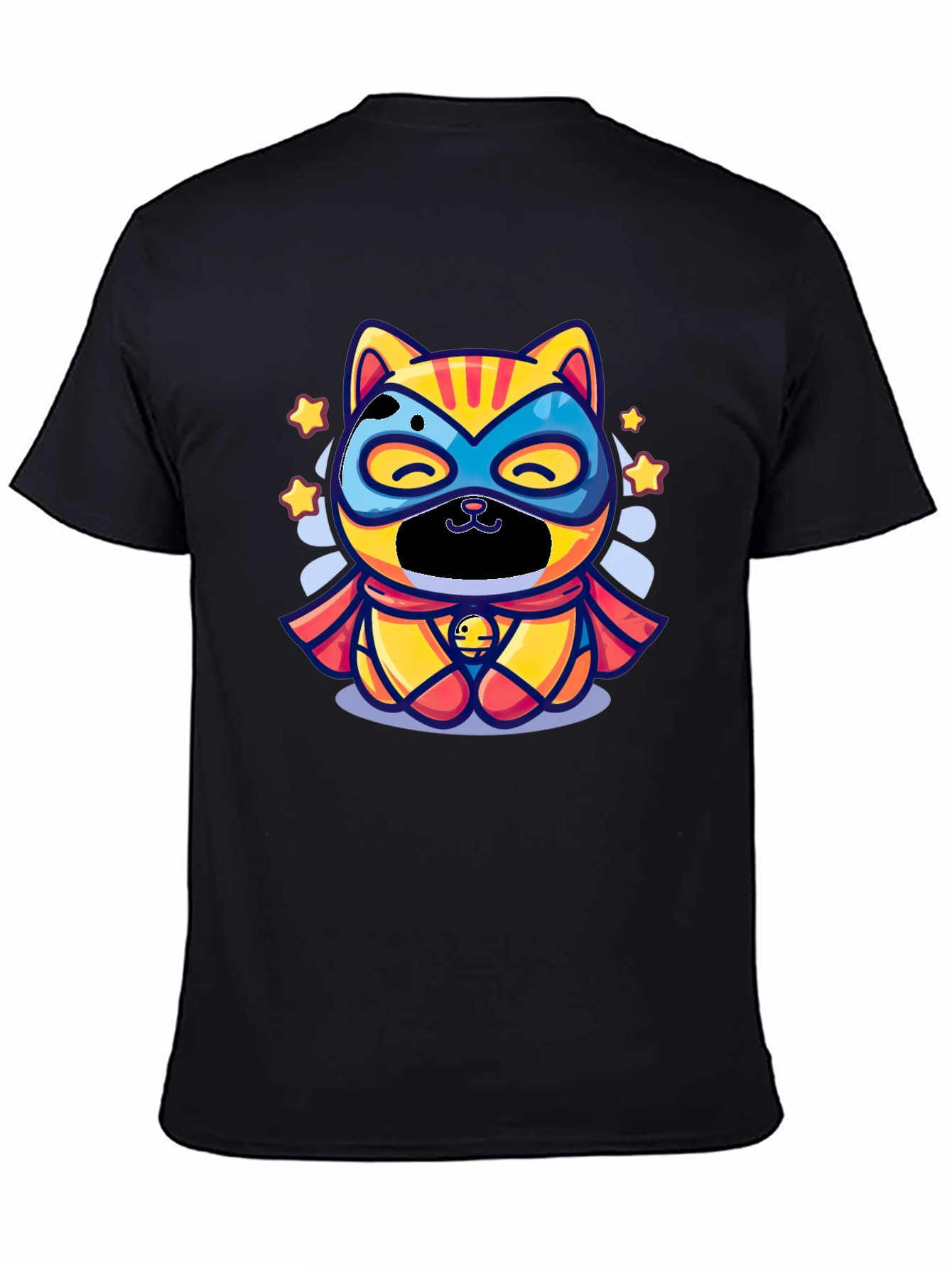 Superhero Cat Graphic Tee - Black