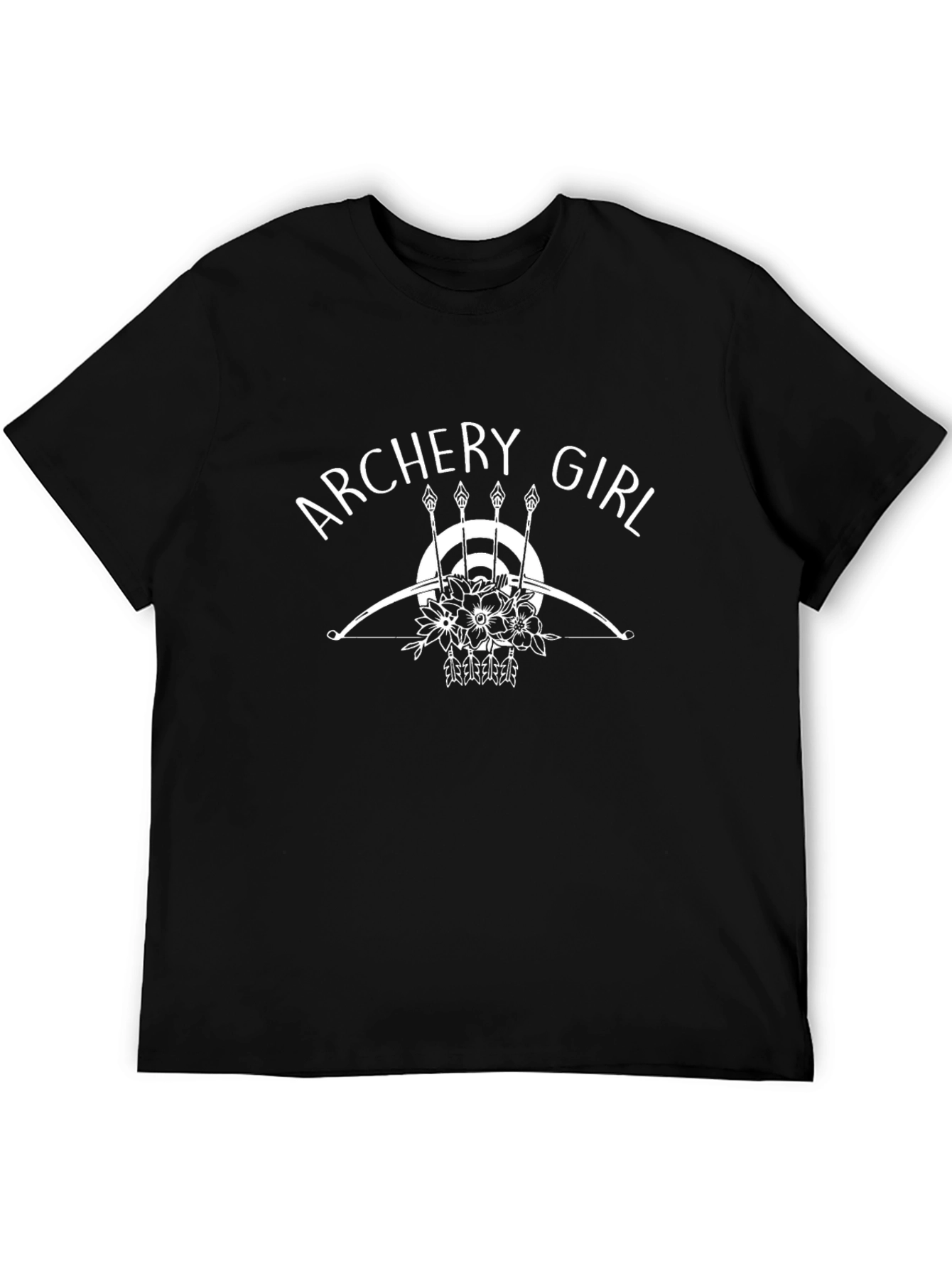 Archery Girl Graphic T-Shirt - Black Casual Tee