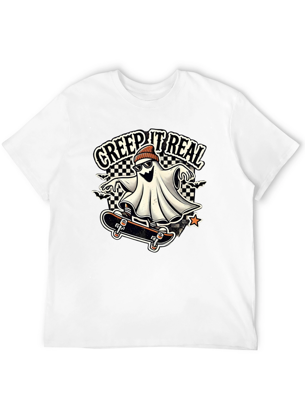 Creep It Real Ghost on Skateboard Graphic Tee