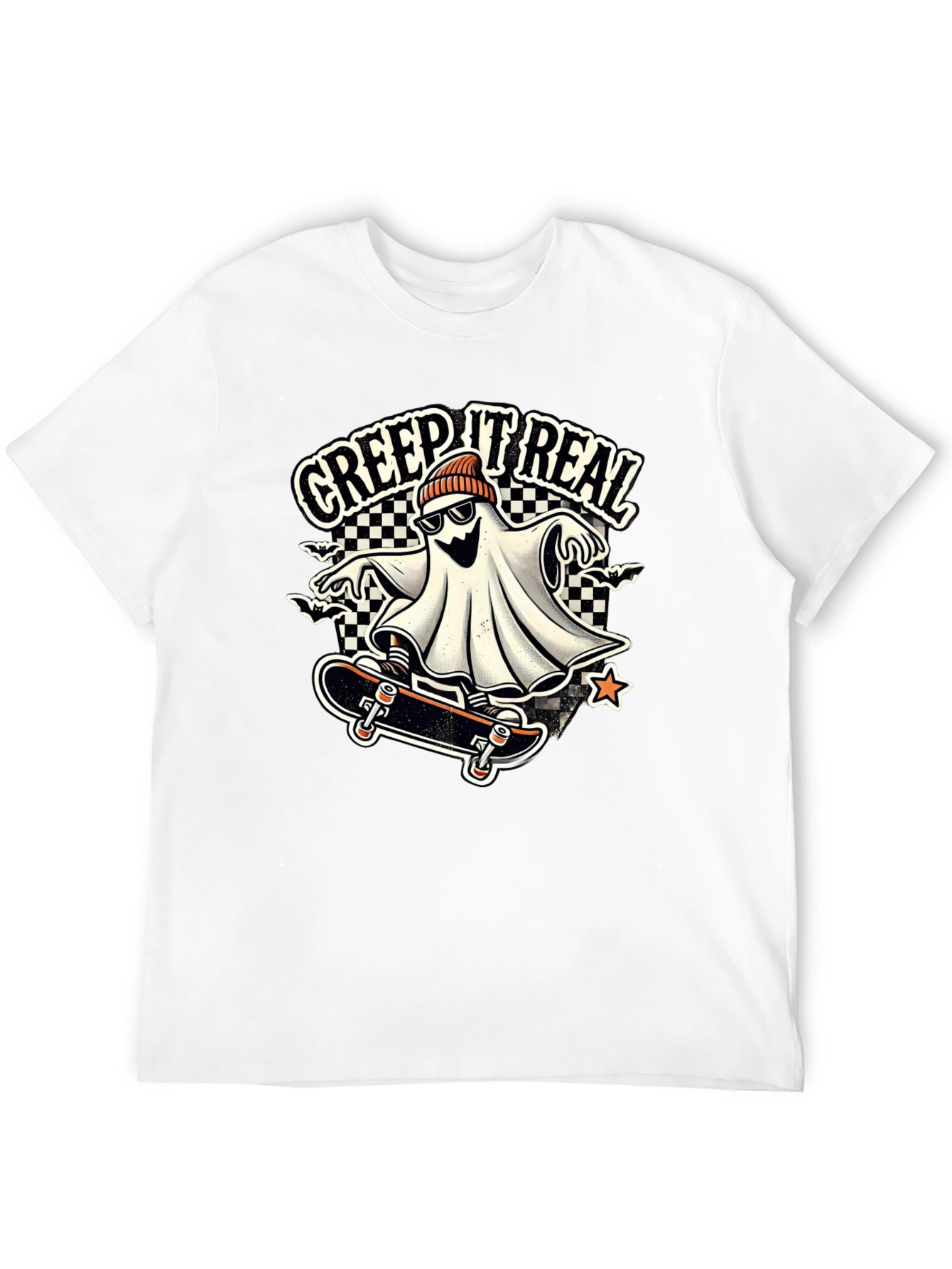 Creep It Real Ghost on Skateboard Graphic Tee