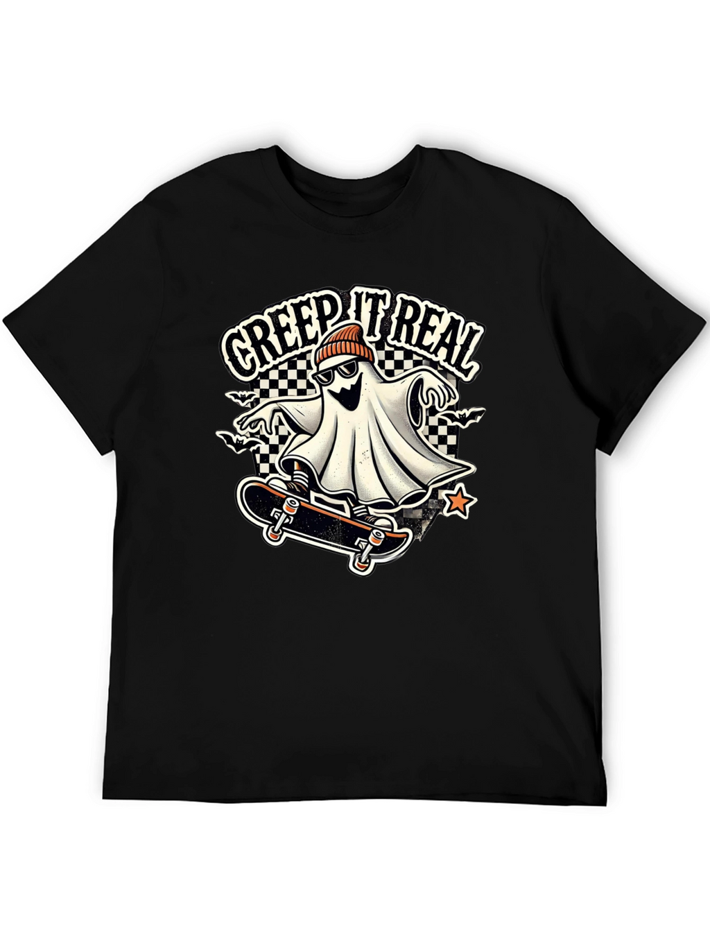 Creep It Real Ghost on Skateboard Graphic Tee