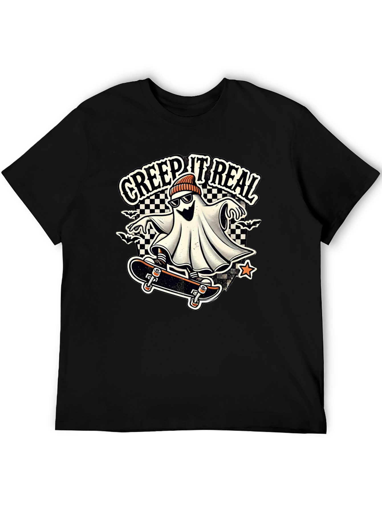 Creep It Real Ghost on Skateboard Graphic Tee