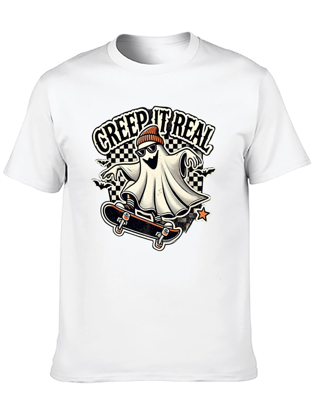 Creep It Real Ghost on Skateboard Graphic Tee