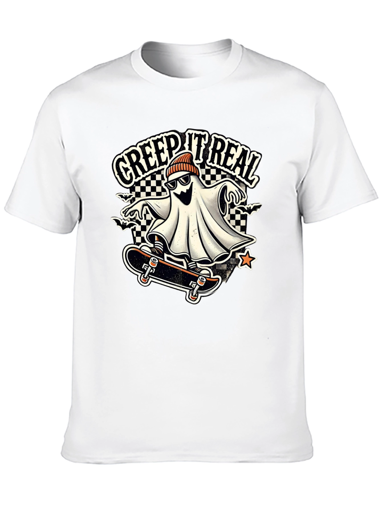 Creep It Real Ghost on Skateboard Graphic Tee