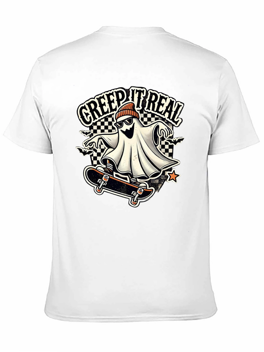 Creep It Real Ghost on Skateboard Graphic Tee