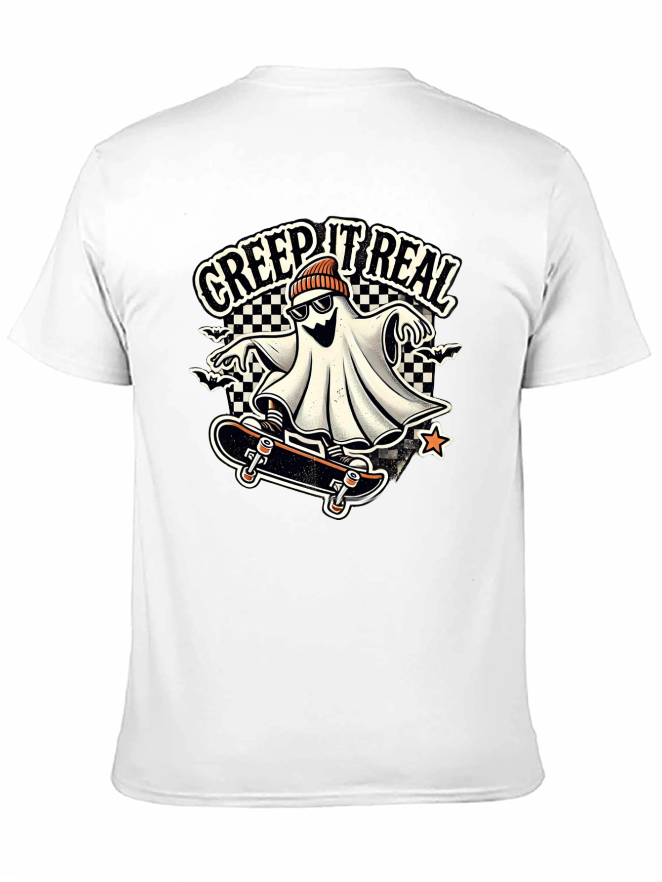 Creep It Real Ghost on Skateboard Graphic Tee