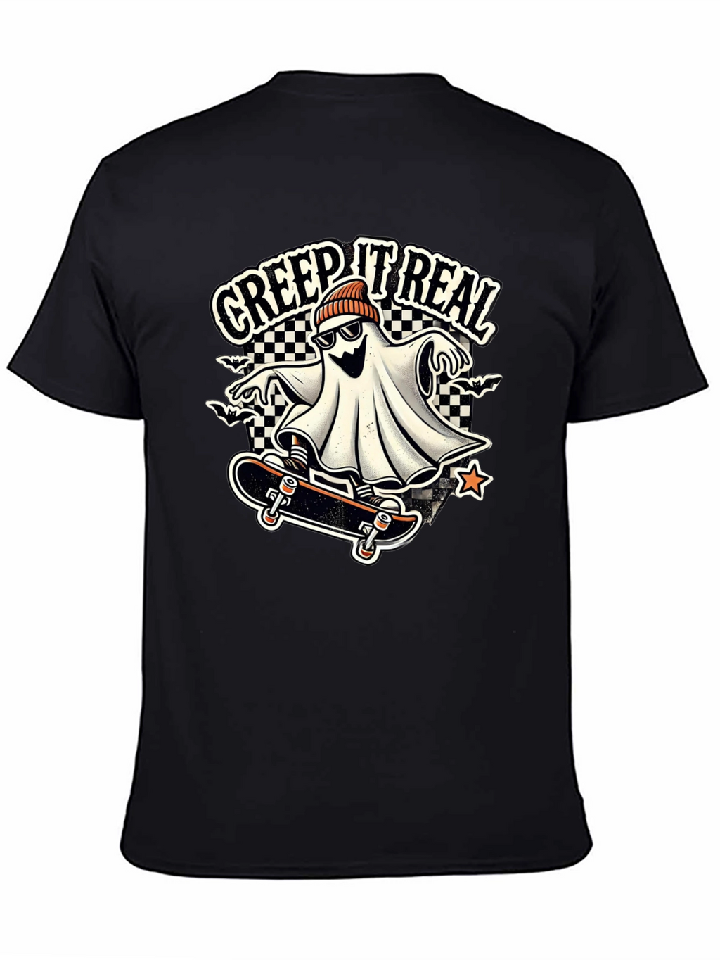 Creep It Real Ghost on Skateboard Graphic Tee