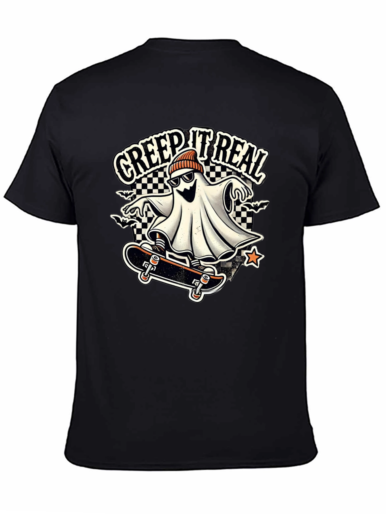 Creep It Real Ghost on Skateboard Graphic Tee