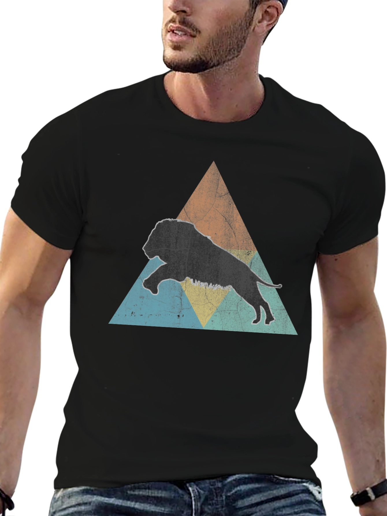 Lion Triangle Graphic Tee - Mens Black T-Shirt