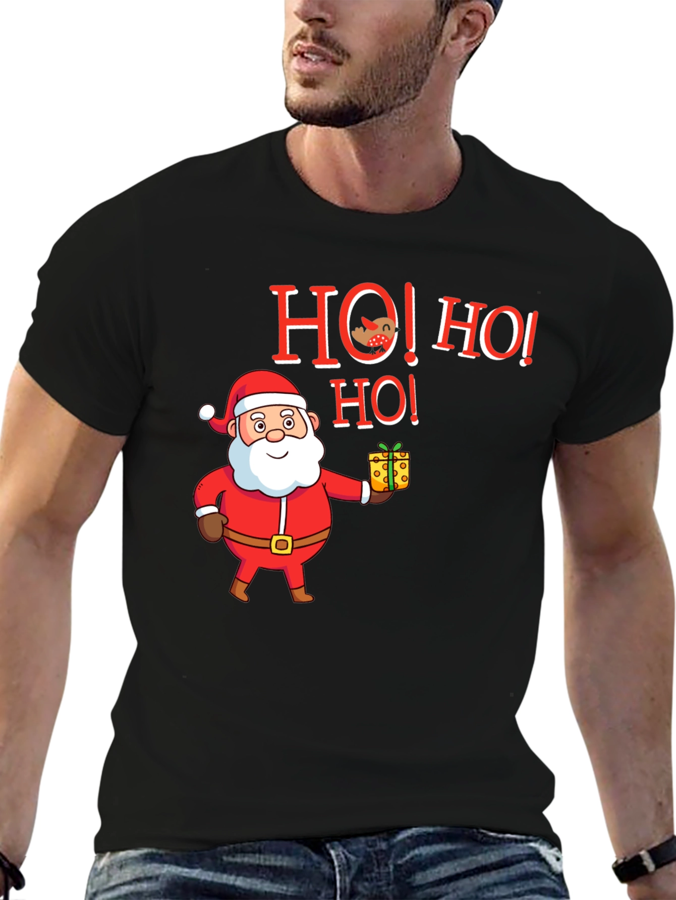 Festive Santa Ho! Ho! Ho! Holiday Graphic Tee