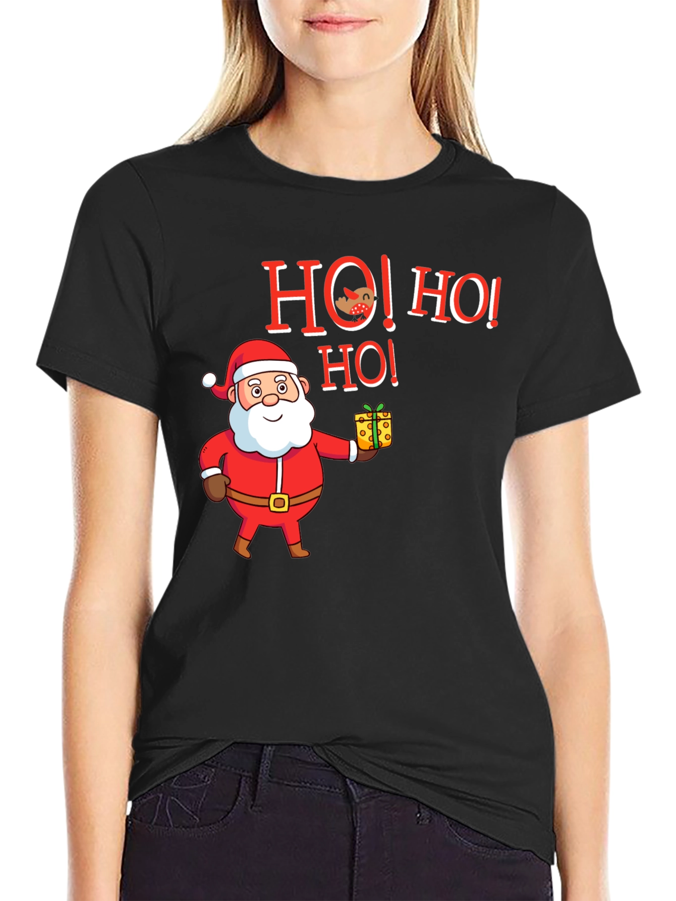 Festive Santa Ho! Ho! Ho! Holiday Graphic Tee